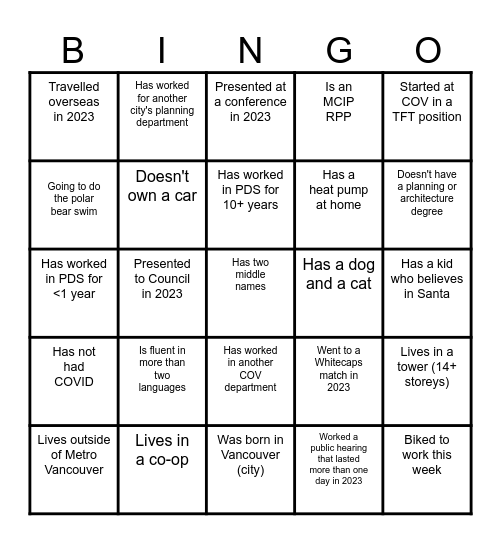 Hootenany Mingle Bingo 3 Bingo Card