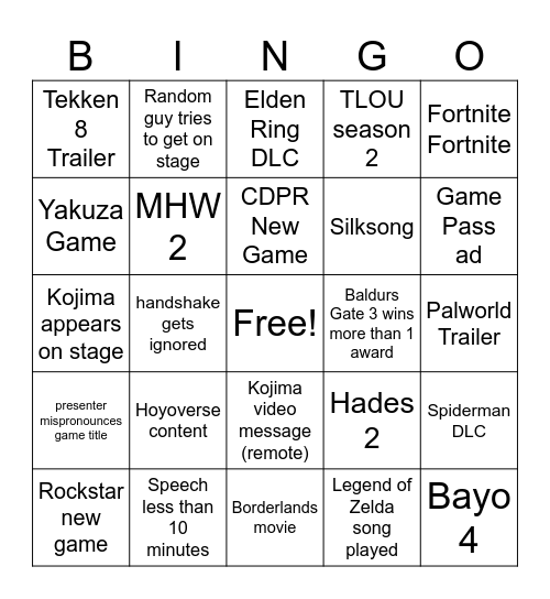 Untitled Bingo Card