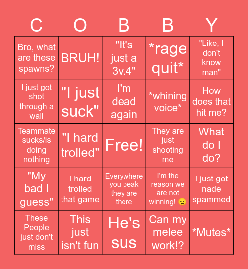Cobby Bingo Card