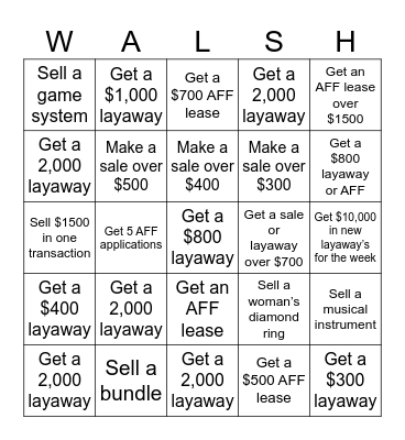 Walsh District BINGO 2023 Bingo Card