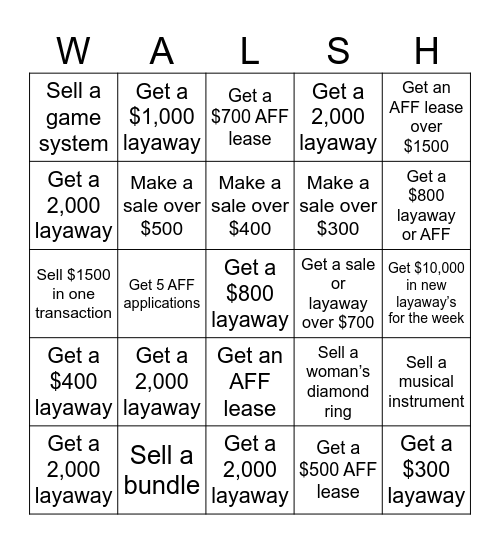 Walsh District BINGO 2023 Bingo Card