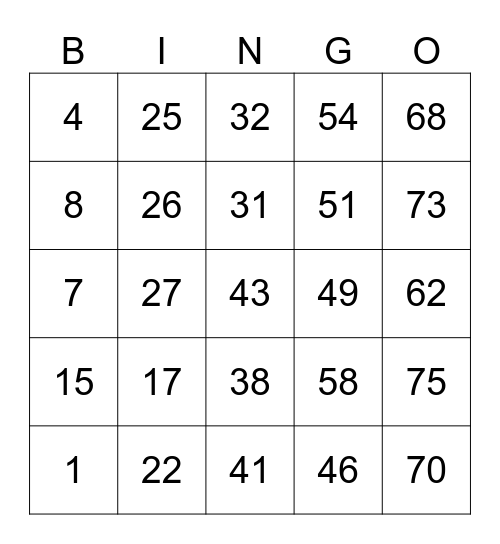Eunice Rodolfo Bingo Card