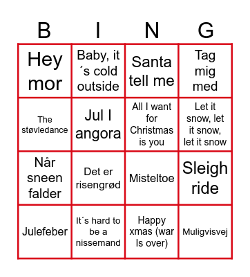 Sekretærernes julemusik bingo Card
