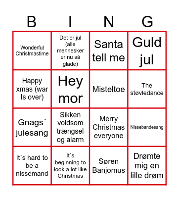 Sekretærernes julemusik bingo Card