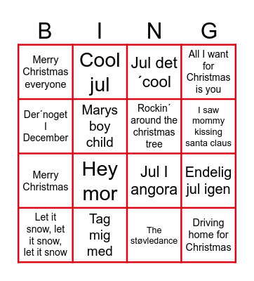 Sekretærernes julemusik bingo Card
