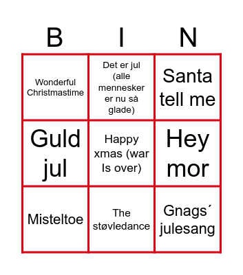 Sekretærernes julemusik bingo Card