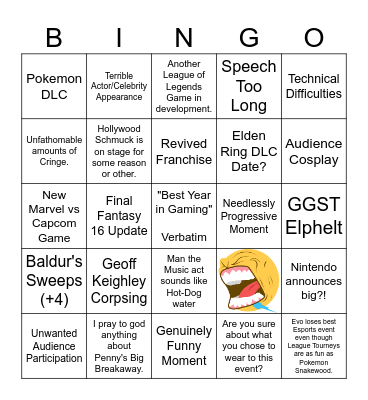 Game Awards Bingo Card