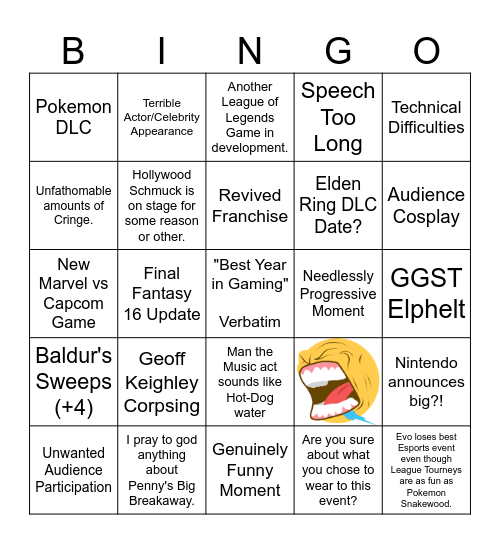 Game Awards Bingo Card