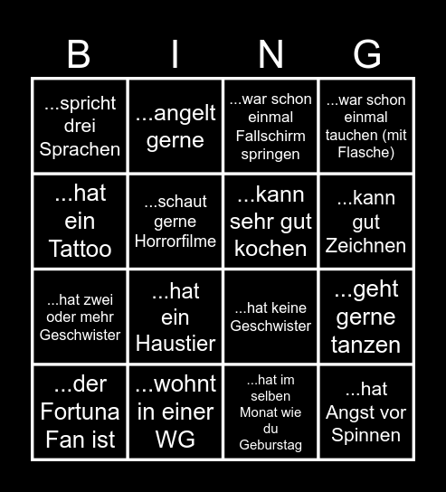 Jahresausklang VAN/OEP Bingo Card