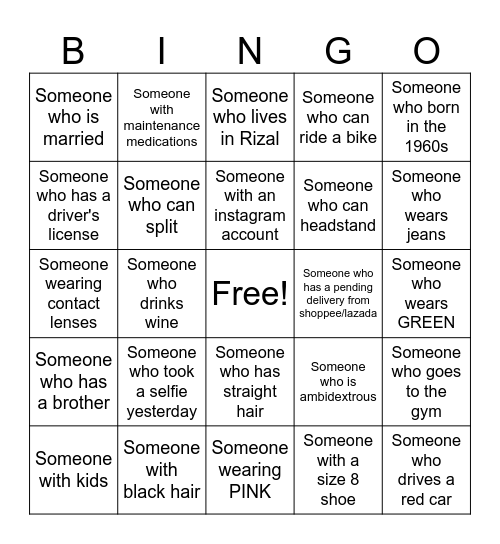 Human Bingo Card