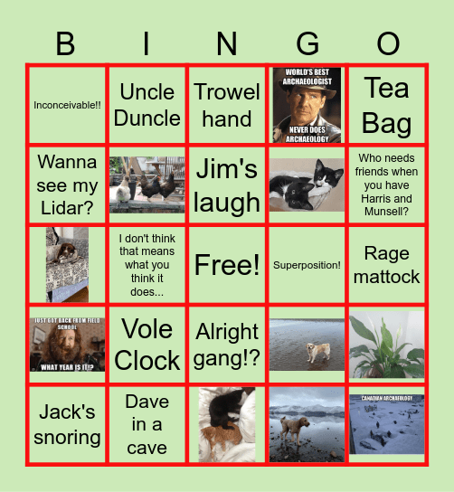 UCLan Archaeology Christmas BINGO Card