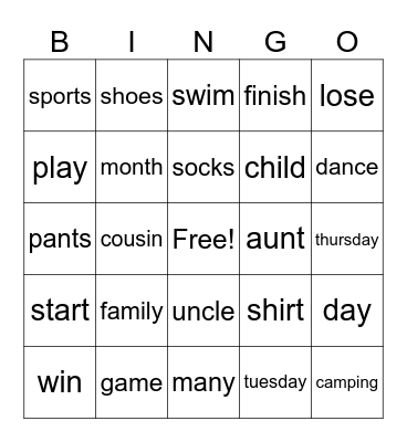 ASL BINGO 1 Bingo Card