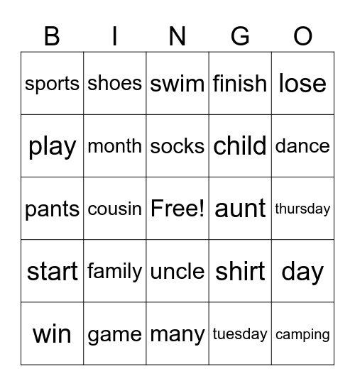 ASL BINGO 1 Bingo Card