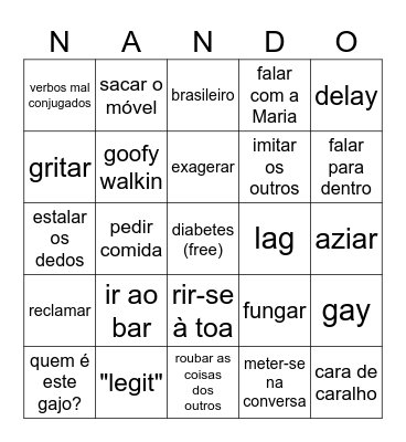 Nando Bingo Card