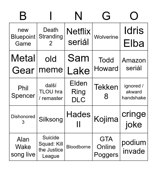 TGA23 Bingo Card
