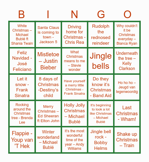 Kerst muziekbingo Card