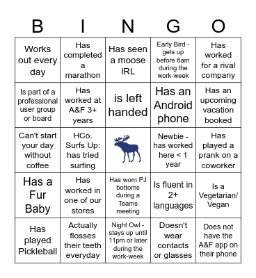 Team Up Day - Icebreaker Bingo Card
