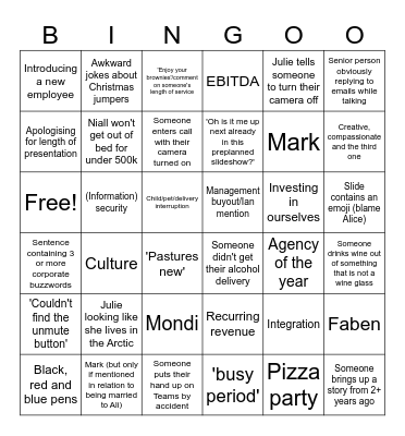 Company update bingo Card
