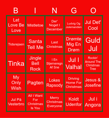 Fredagscafeéns JULEBANGO Bingo Card