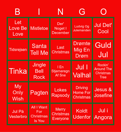 Fredagscafeéns JULEBANGO Bingo Card