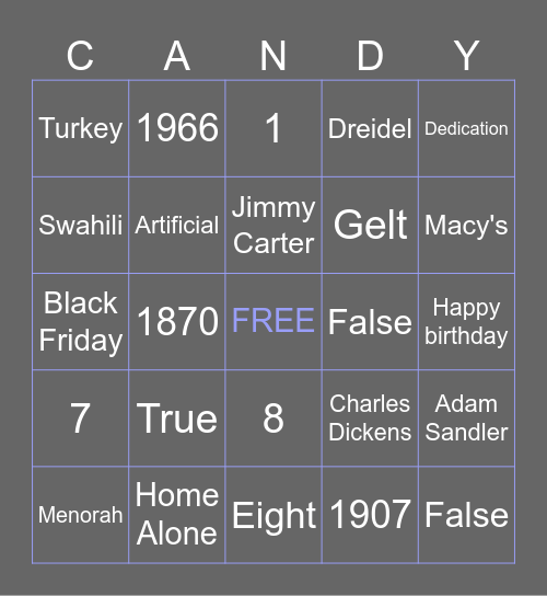 AC Holiday Bingo - Trivia Bingo Card