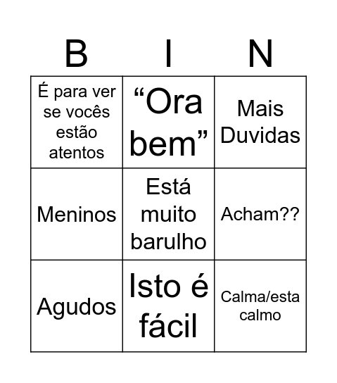 Dina Bingo Card