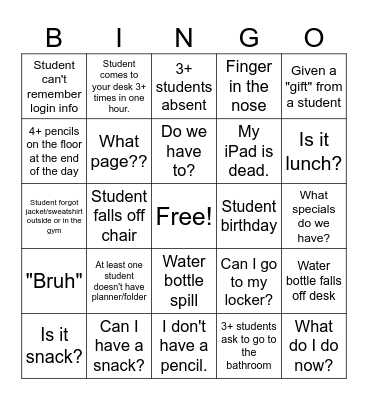 Let's Get to Christmas Break!! Bingo Card