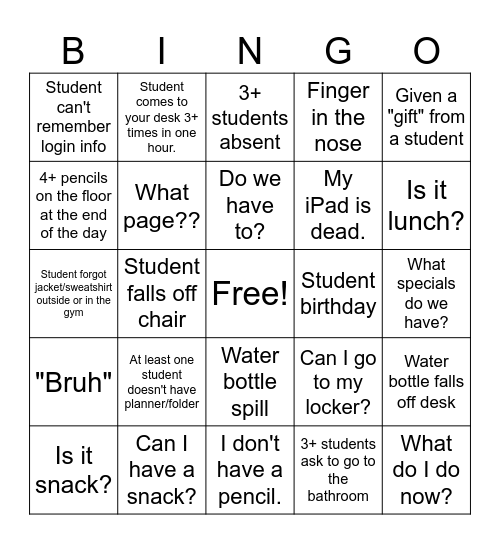 Let's Get to Christmas Break!! Bingo Card