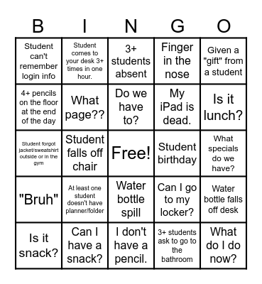 Let's Get to Christmas Break!! Bingo Card