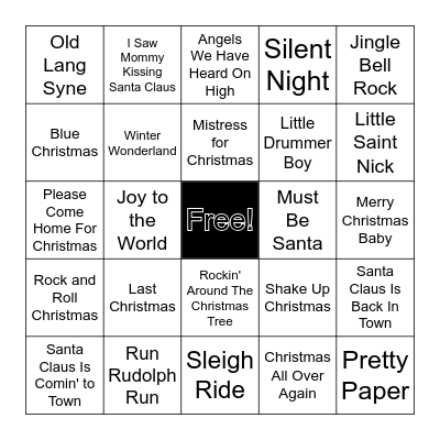 Christmas Rock Bingo Card