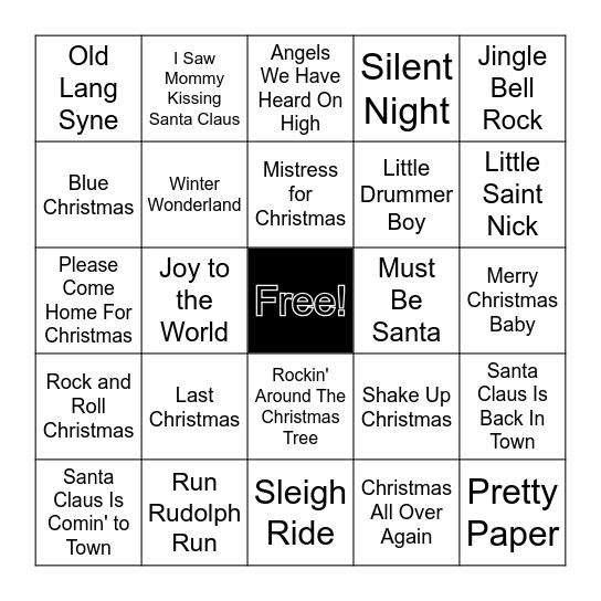 Christmas Rock Bingo Card