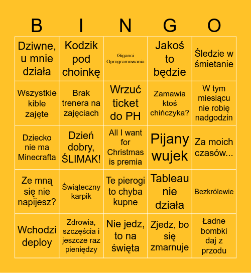 Gigantowe Bingo Card