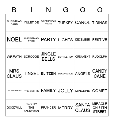 XMAS BINGO Card