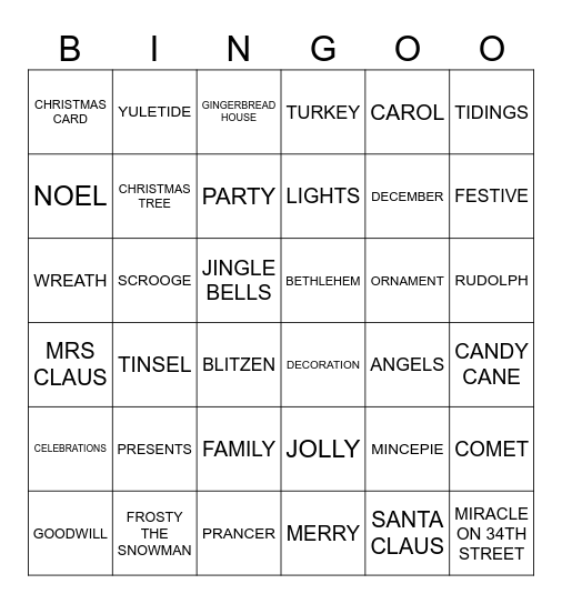 XMAS BINGO Card