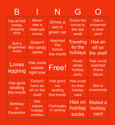 HOLIDAY/WINTER Bingo Card