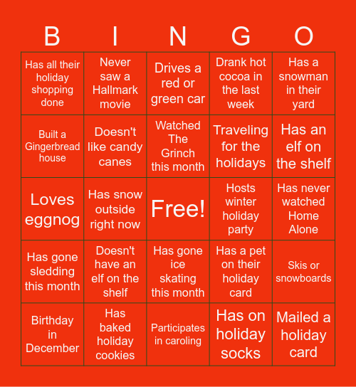 HOLIDAY/WINTER Bingo Card