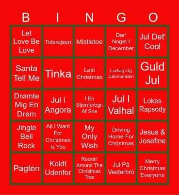 Fredagscafeéns JULEBANGO Bingo Card