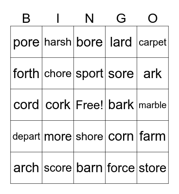 UFLI Bingo Card