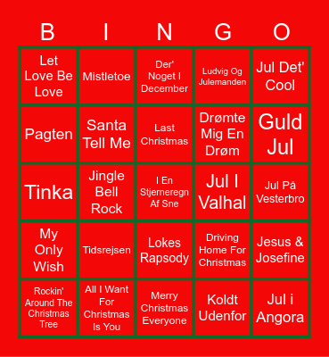 Fredagscafeéns JULEBANGO Bingo Card