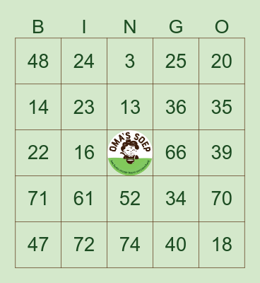 OMA'S SOEP BINGO Card