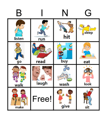 Verbs Bingo Card