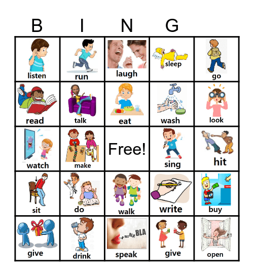 MVALP Verbs Bingo Card