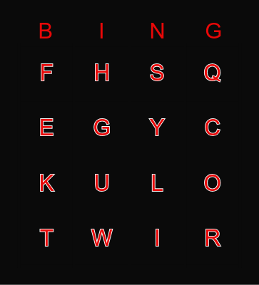 ABC 4x4 Bingo Card