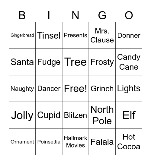 Christmas Bingo Card