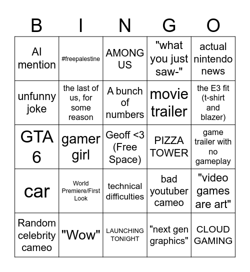 THE GAME AWARDS Bingo Card