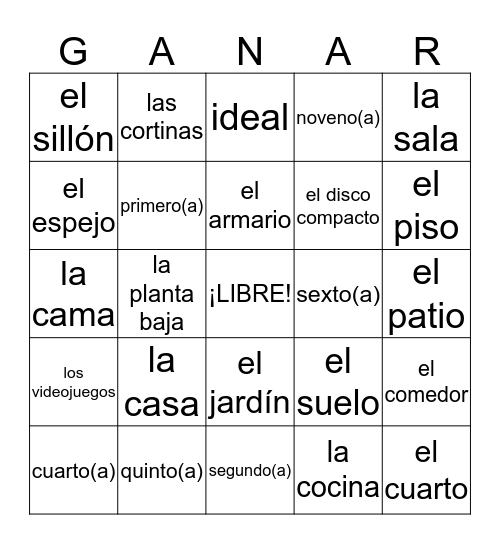 GANAR U5.1 español 1 Bingo Card