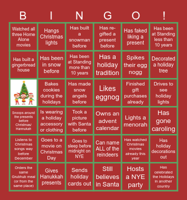 Virtual Holiday Bingo Card