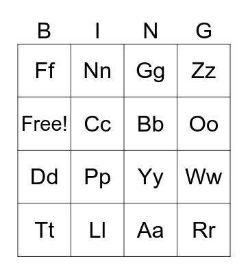 Orton Gillingham Sounds Bingo Card