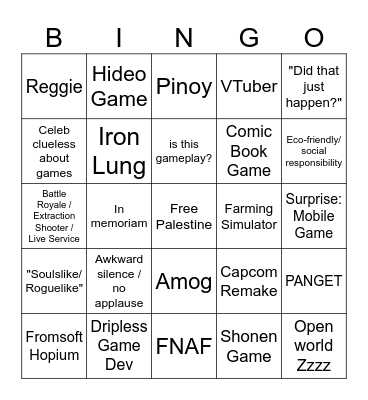 Real Pinoy Gaming Game Awards 2023 Bingo Card