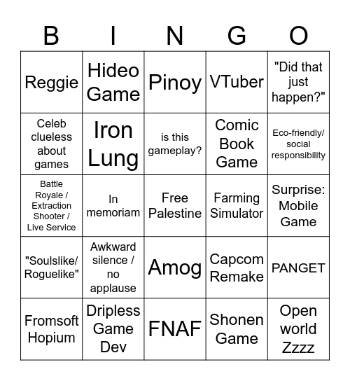 Real Pinoy Gaming Game Awards 2023 Bingo Card